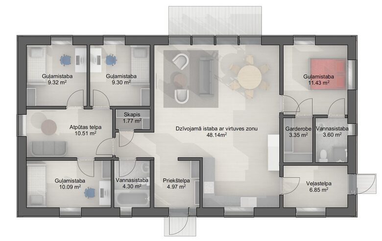 Mājas projekts Mētra 123 plānojums